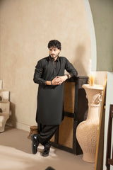 Classic Shalwar Kameez Traditional Men's Suit - Black