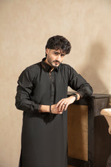 Classic Shalwar Kameez Traditional Men's Suit - Black