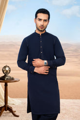 Stylish Kurta Shalwar with Thread Detailing - Navy Blue