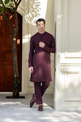 Stitched Exquisite Limited Edition Embroidered Kurta Trouser for Men - Maroon - A Man