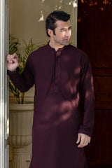 Stitched Exquisite Limited Edition Embroidered Kurta Trouser for Men - Maroon - A Man