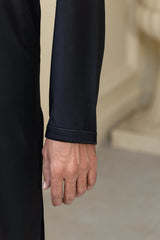 Stitched Embroidered Kurta With Matching Trousers for Men - Deep Black - A Man