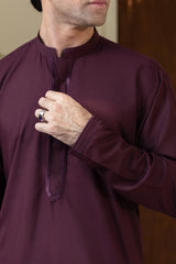 Stitched Exquisite Limited Edition Embroidered Kurta Trouser for Men - Maroon - A Man