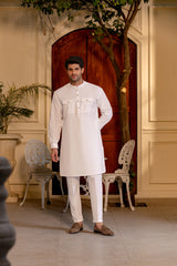 Stitched Double Pocket Boski Kurta Trouser With Contrast Metal Buttons for Men - Off White | Black | Bottle Green - A Man