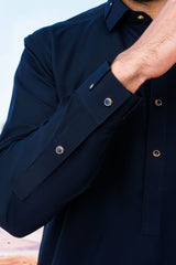 Elegant Kameez Shalwar with Minimal Detailing – Midnight Blue
