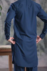 Stitched Elegant Collar Kameez Shalwar With Logo for Men - Zinc - A Man