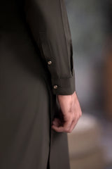 Stitched Kurta Trouser With Contrast Buttons for Men - Dark Green - A Man