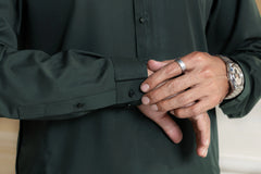 Stitched Collar Kameez Shalwar for Men - Bottle Green - A Man
