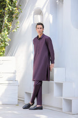 Purple Round Collar Kurta Trouser - A Man