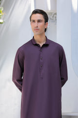 Purple Round Collar Kurta Trouser - A Man