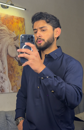 Elegant Kameez Shalwar with Minimal Detailing – Midnight Blue