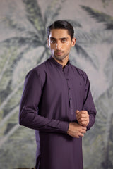 Stitched Kurta Shalwar With Contrast Buttons & Details for Men - Indigo - A Man