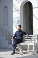 Stitched Kurta With Matching Shalwar for Men - Royal Blue - A Man