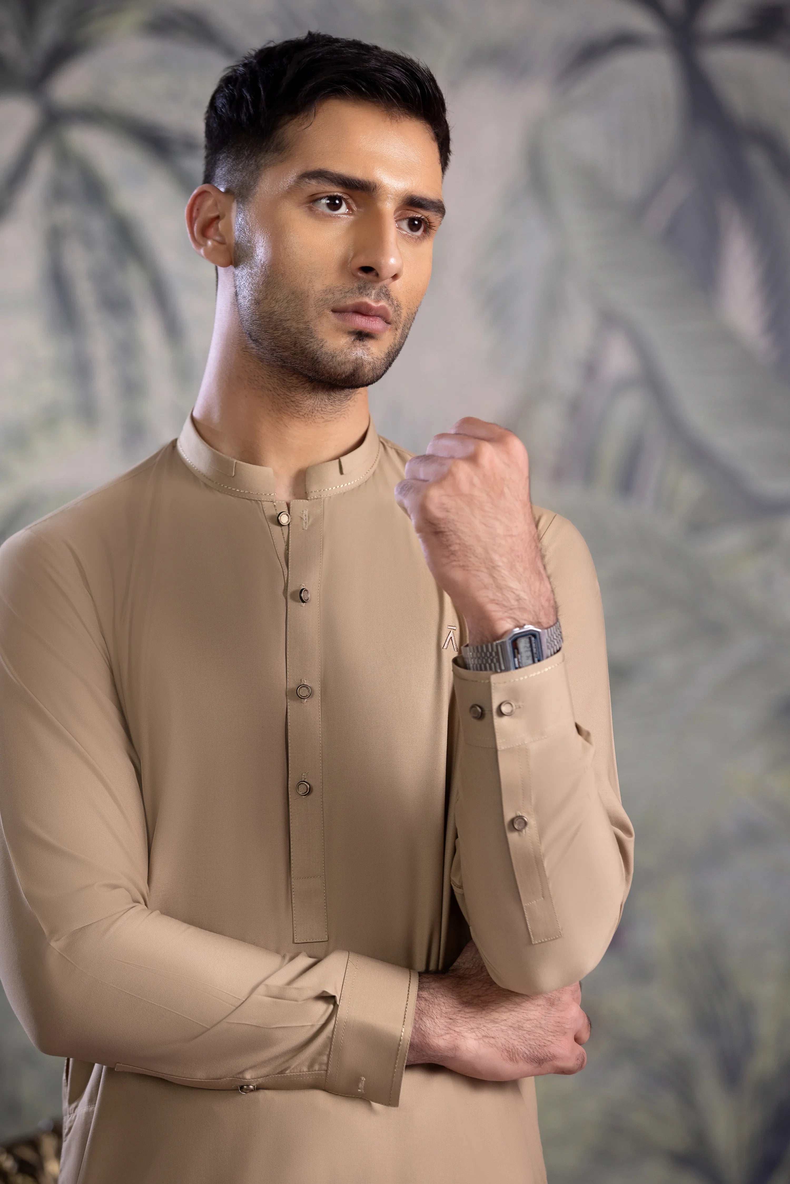Stitched Premium Kurta With Matching Shalwar for Men - Light Brown - A Man