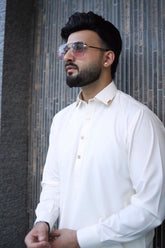 Classic Kameez Shalwar with Signature Collar Detailing - Boski