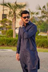 Modern Classic Kameez Shalwar - Deep Navy