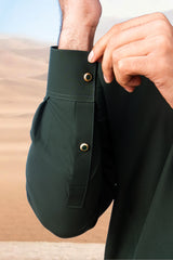 Elegant Short Collar Kameez Shalwar with Subtle Detailing -  Bottle Green