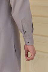 Stitched Kurta Trouser With Contrast Detailing for Men - Mid Grey - A Man