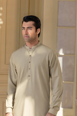 Stitched Elegant Kurta With Matching Trouser for Men - Soft Green