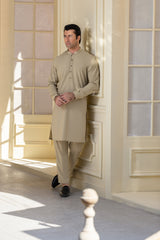 Stitched Elegant Kurta With Matching Trouser for Men - Soft Green