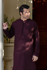 Stitched Exquisite Limited Edition Embroidered Kurta Trouser for Men - Maroon