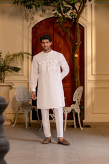 Stitched Double Pocket Boski Kurta Trouser With Contrast Metal Buttons for Men - Off White | Black | Bottle Green