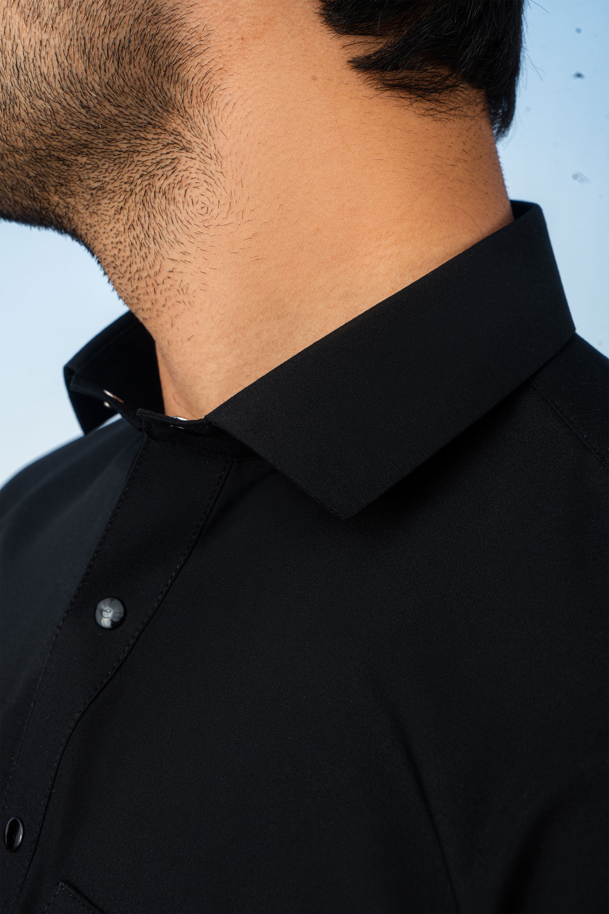 Stitched Double Pocket Kurta Shalwar With Button Detailing for Men - Black