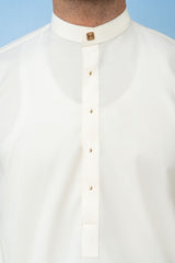Elegant Kurta Shalwar with Minimalist Detailing - Cream Boski