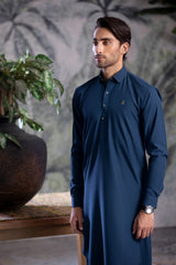 Stitched Elegant Collar Kameez Shalwar With Logo for Men -  Zinc
