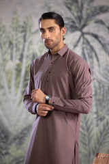 Stitched Collar Kameez With Matching Shalwar for Men - Mauve