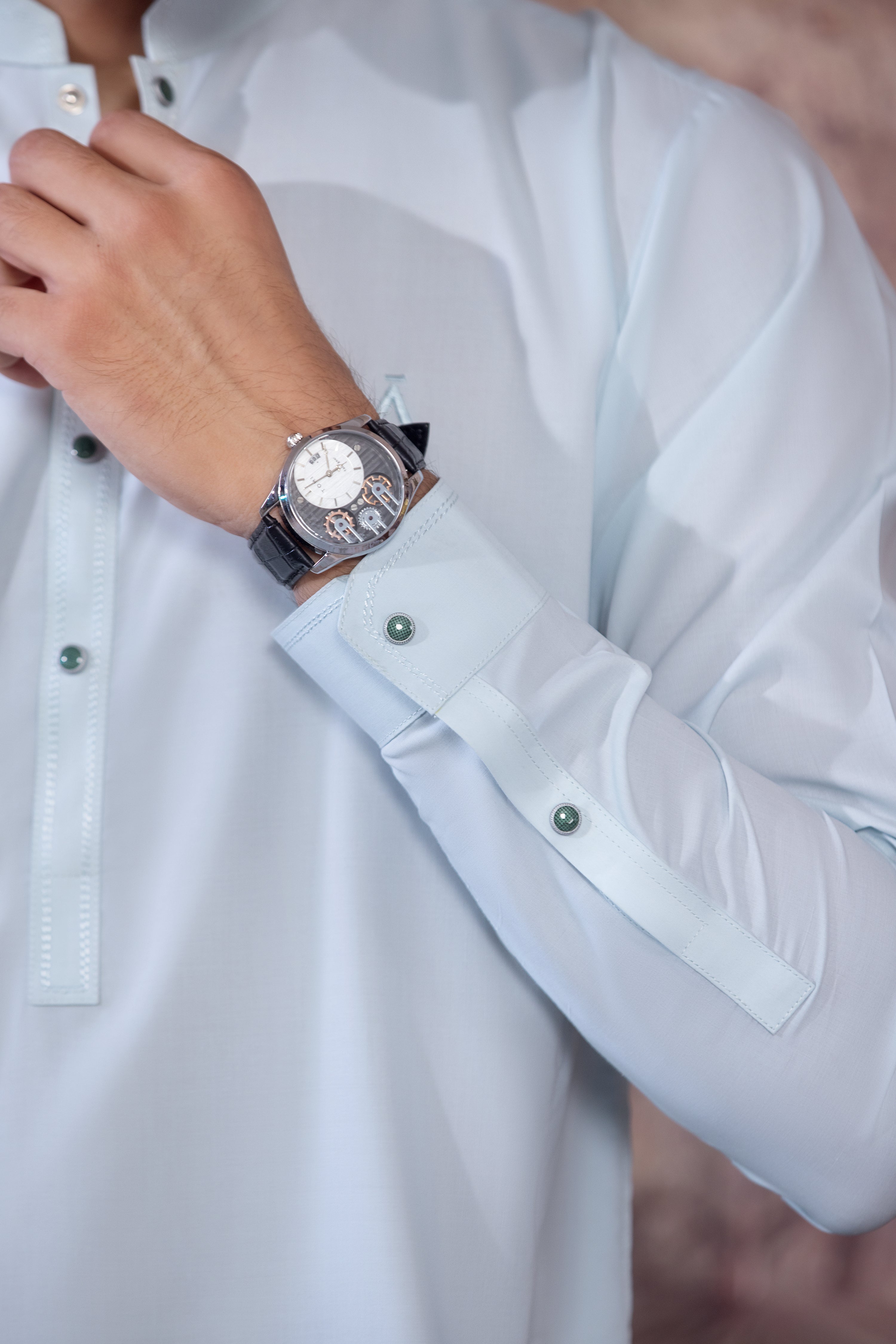 Mint Green Kurta With Matching Trouser & Snap Buttons