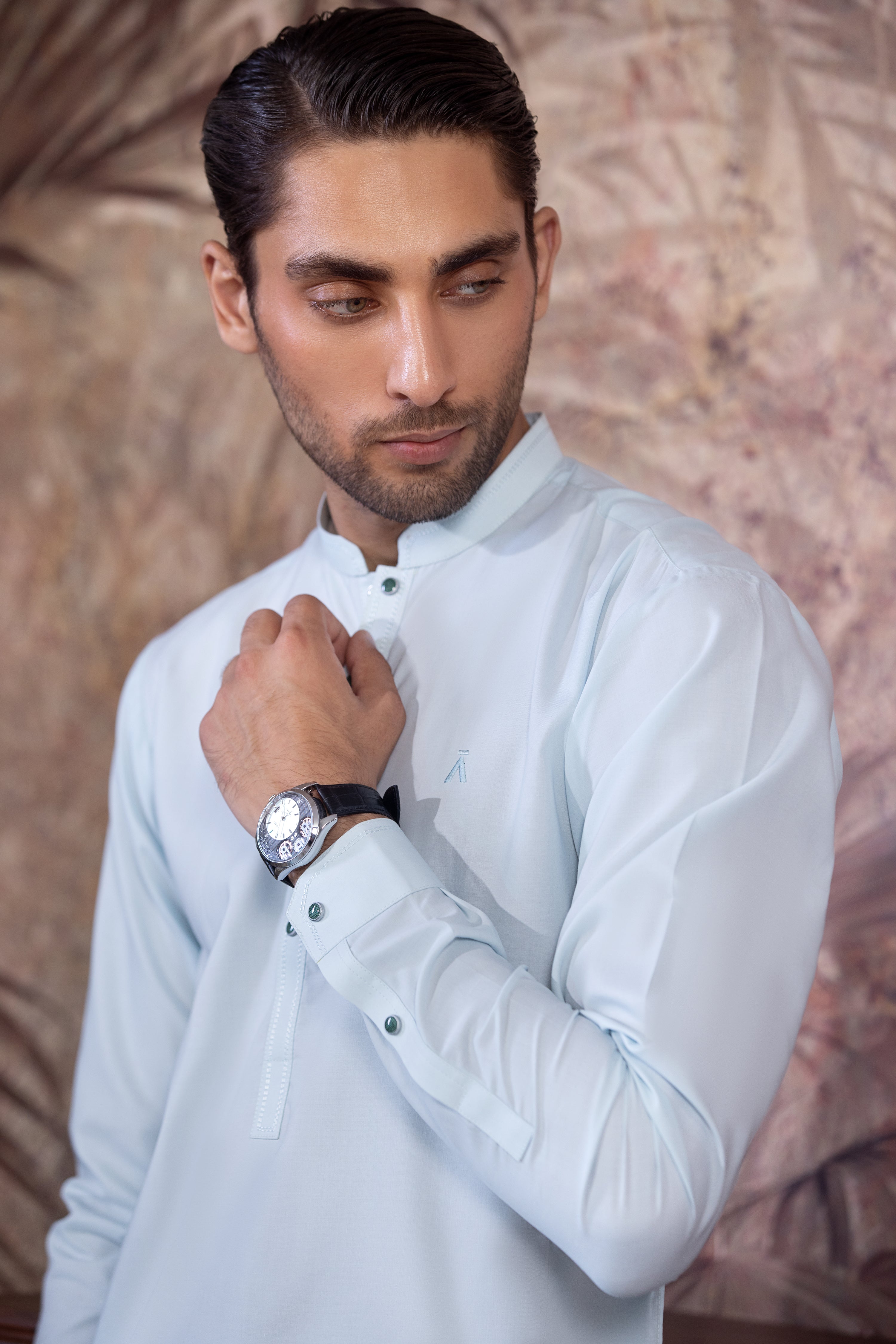 Mint Green Kurta With Matching Trouser & Snap Buttons