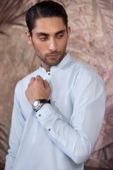 Stitched Premium Kurta With Matching Trouser for Men - Mint