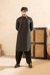 Classic Shalwar Kameez Traditional Men's Suit - Black