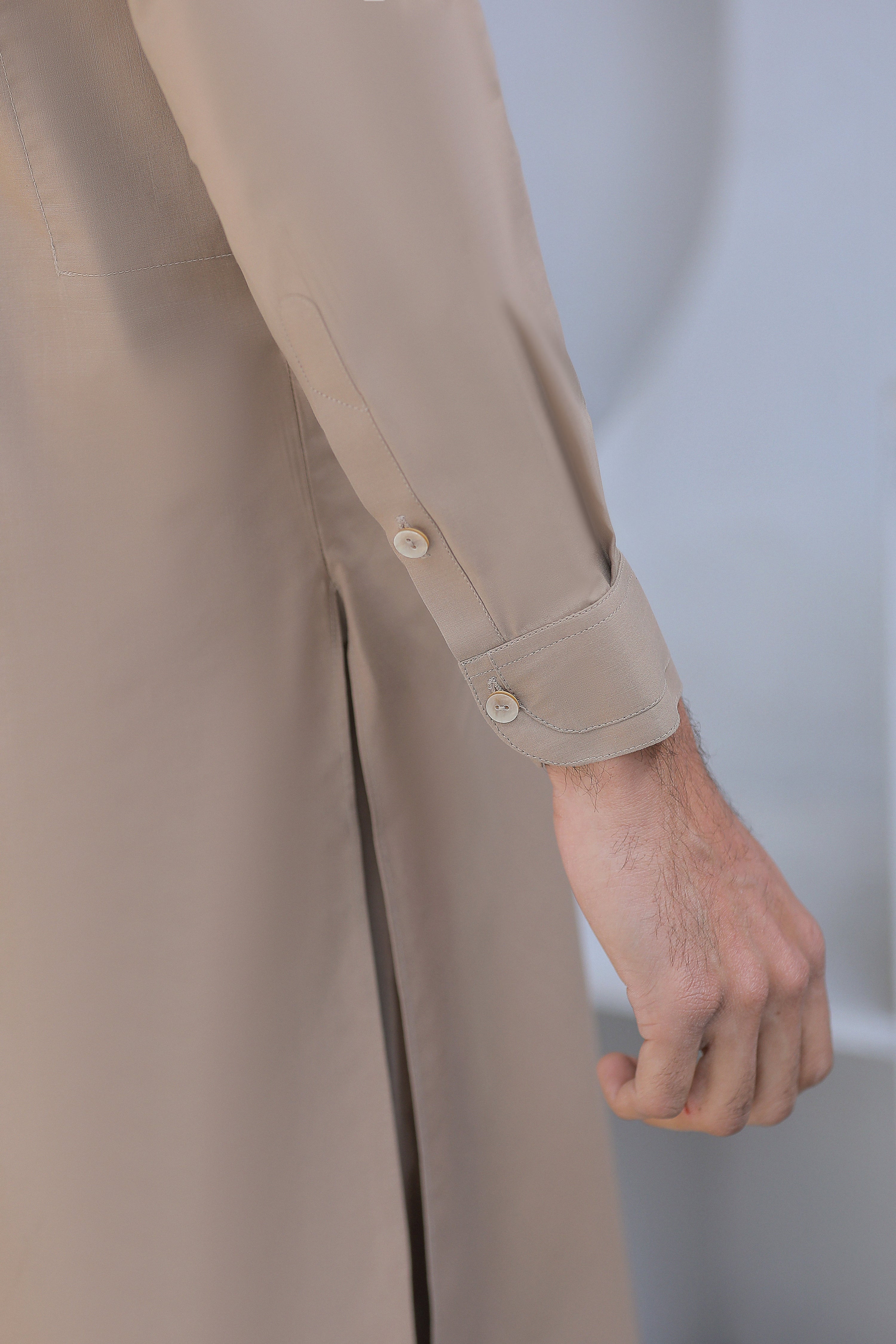 Light Brown Blended Kurta With Matching Trouser