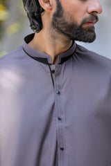 Stitched Kurta Trouser With Detailing for Men - Grey