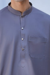 Stitched Kurta Trouser With Cut Away Detailing for Men - Grey