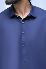 Stitched Round Collar Kameez Shalwar for Men - Navy Blue
