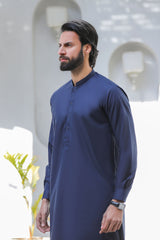 Stitched Kurta With Matching Shalwar for Men - Royal Blue