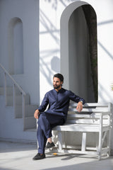 Stitched Kurta With Matching Shalwar for Men - Royal Blue