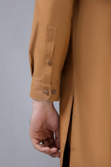 Stitched Kurta Trouser With Wood Buttons for Men - Dark Mustard - A Man