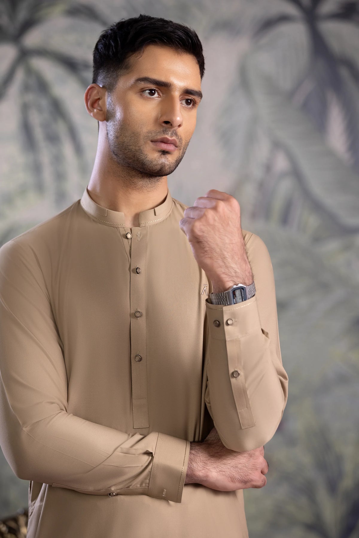 Stitched Premium Kurta With Matching Shalwar for Men - Light Brown - A Man