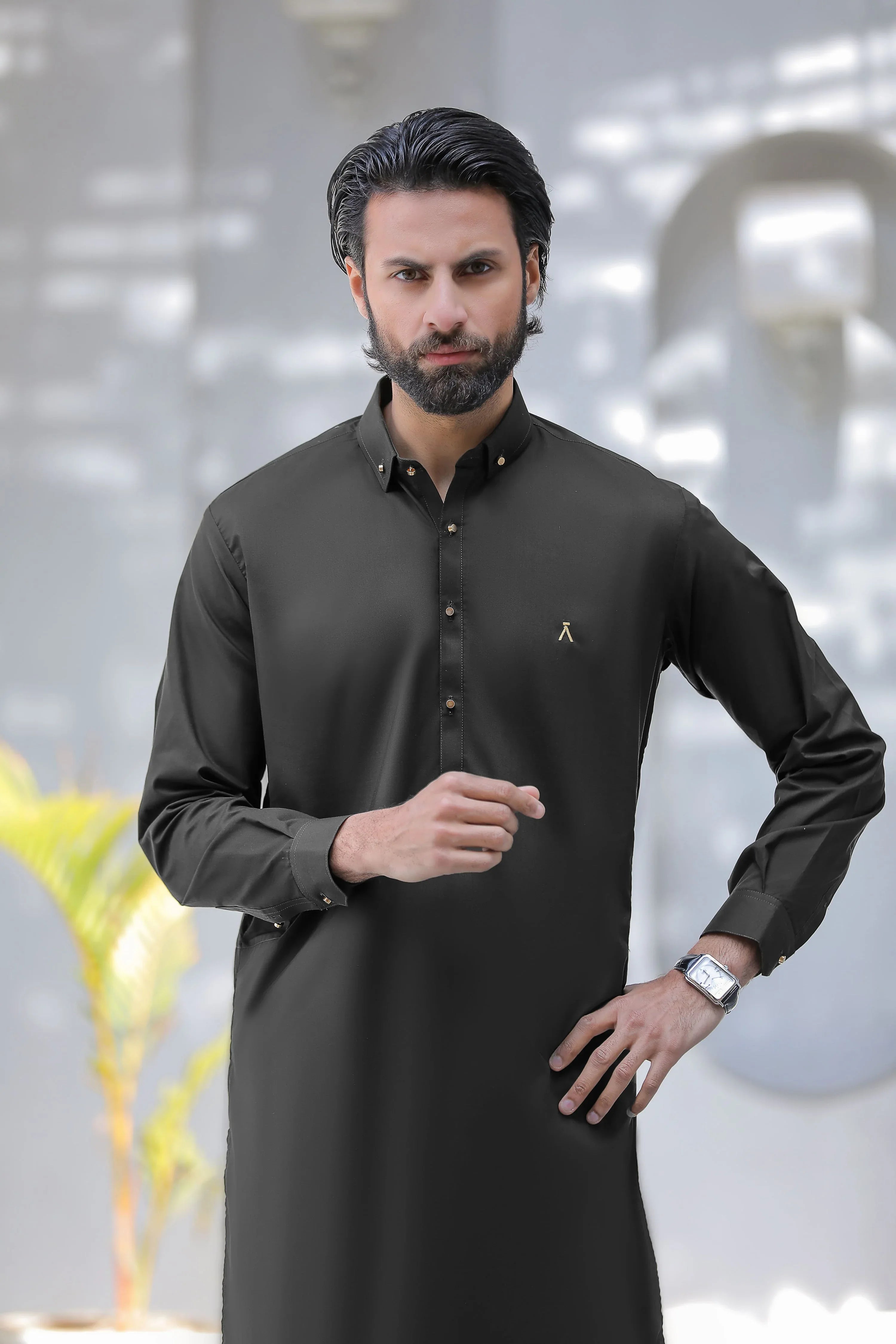 Stitched Signature Logo Shalwar Kameez for Men - A Man