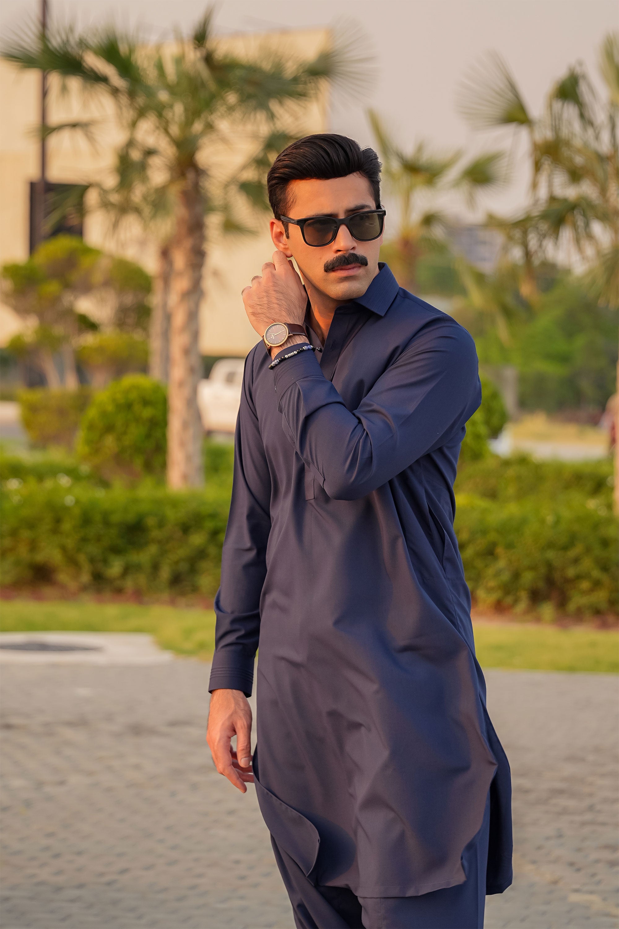 Modern Classic Kameez Shalwar - Deep Navy